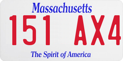 MA license plate 151AX4