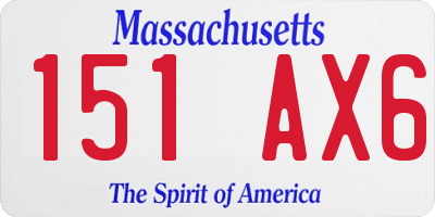 MA license plate 151AX6
