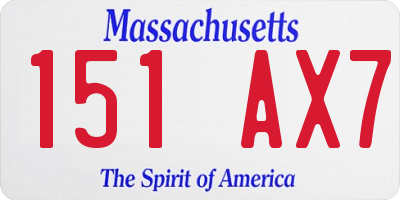 MA license plate 151AX7