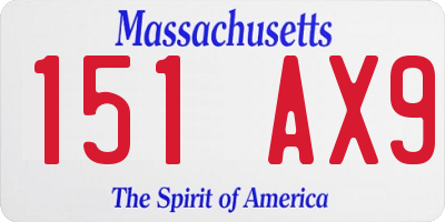 MA license plate 151AX9