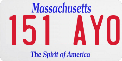 MA license plate 151AY0