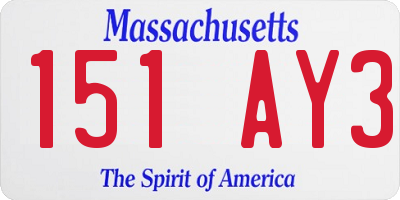 MA license plate 151AY3