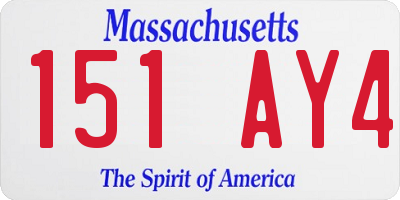 MA license plate 151AY4