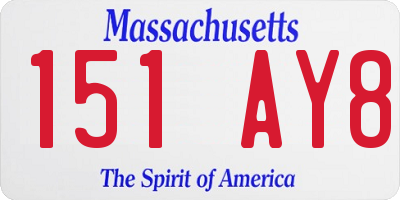 MA license plate 151AY8