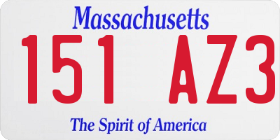 MA license plate 151AZ3