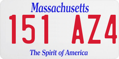 MA license plate 151AZ4