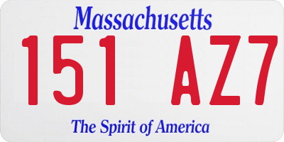 MA license plate 151AZ7