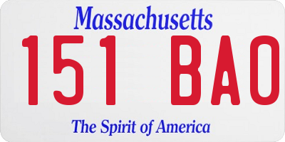 MA license plate 151BA0