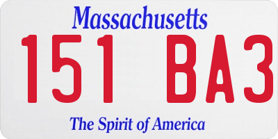 MA license plate 151BA3