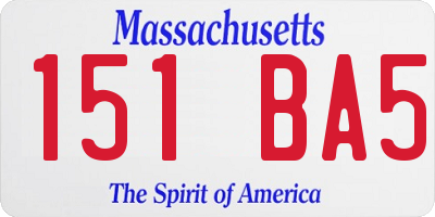 MA license plate 151BA5