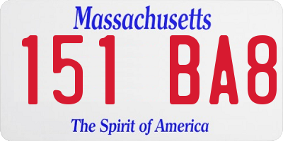 MA license plate 151BA8