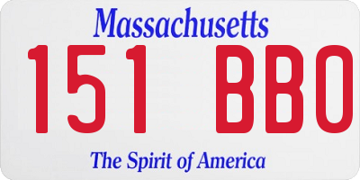 MA license plate 151BB0