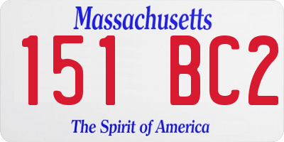 MA license plate 151BC2