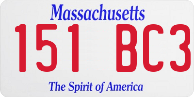 MA license plate 151BC3