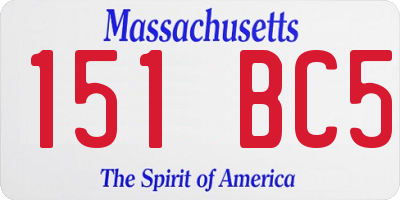 MA license plate 151BC5