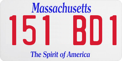 MA license plate 151BD1