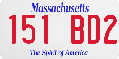 MA license plate 151BD2