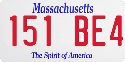 MA license plate 151BE4