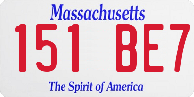 MA license plate 151BE7