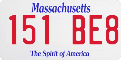 MA license plate 151BE8