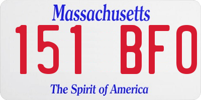 MA license plate 151BF0