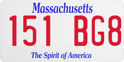 MA license plate 151BG8