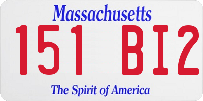 MA license plate 151BI2
