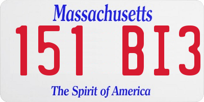 MA license plate 151BI3