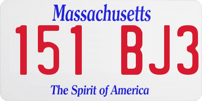 MA license plate 151BJ3