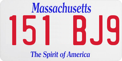 MA license plate 151BJ9