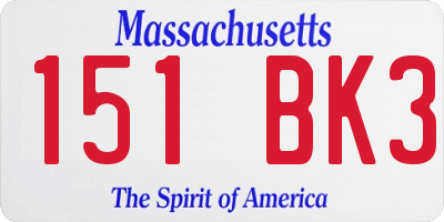 MA license plate 151BK3