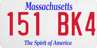 MA license plate 151BK4