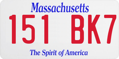 MA license plate 151BK7