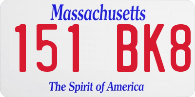 MA license plate 151BK8