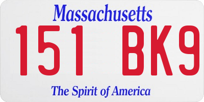 MA license plate 151BK9