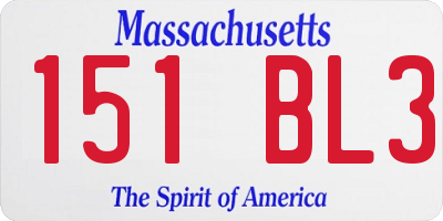 MA license plate 151BL3