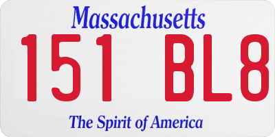 MA license plate 151BL8