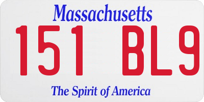 MA license plate 151BL9