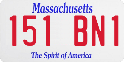 MA license plate 151BN1