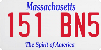 MA license plate 151BN5