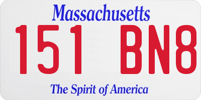 MA license plate 151BN8