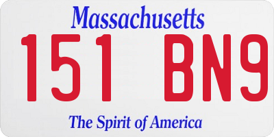 MA license plate 151BN9