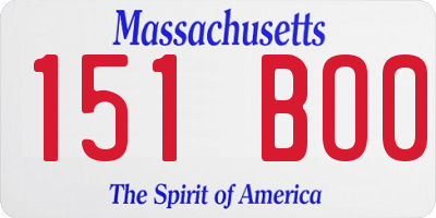 MA license plate 151BO0