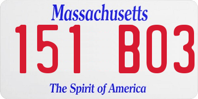 MA license plate 151BO3