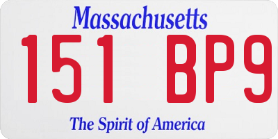 MA license plate 151BP9