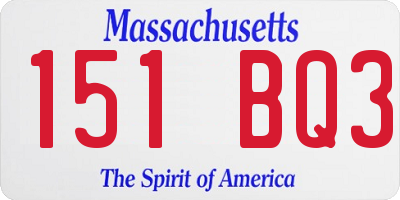 MA license plate 151BQ3