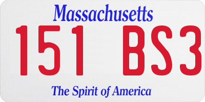 MA license plate 151BS3