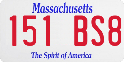 MA license plate 151BS8