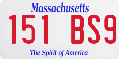 MA license plate 151BS9