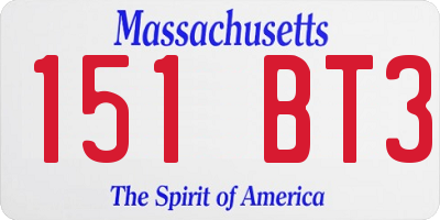 MA license plate 151BT3
